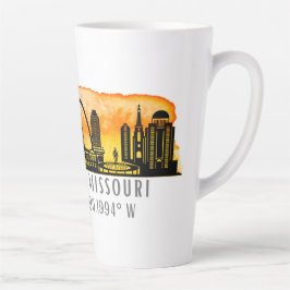 St. Louis Sunset Skyline Map Koordinaten Milchtasse