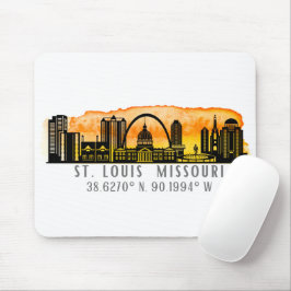 St. Louis Sunset Skyline Map Koordinaten Mousepad