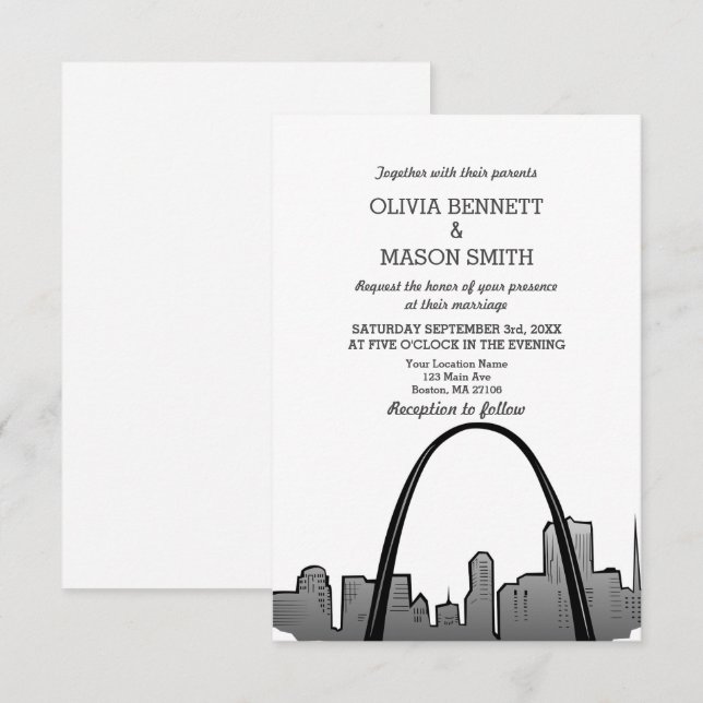 St Louis Wedding Einladung Missouri Saint Louis (Vorne/Hinten)