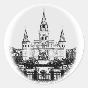 St.- Louiskathedrale Jackson quadratisches New Runder Aufkleber