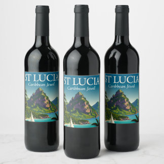 St Lucia Caribbean Jewel  Weinetikett