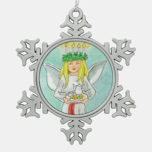 St. Lucia Day Advent JL Biel Schneeflocken Zinn-Ornament (Vorderseite)