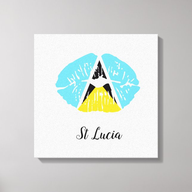 St Lucia Drapeau lèvres toile Imprimer (Recto)