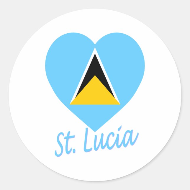St. Lucia Flag Herz Runder Aufkleber (Vorderseite)