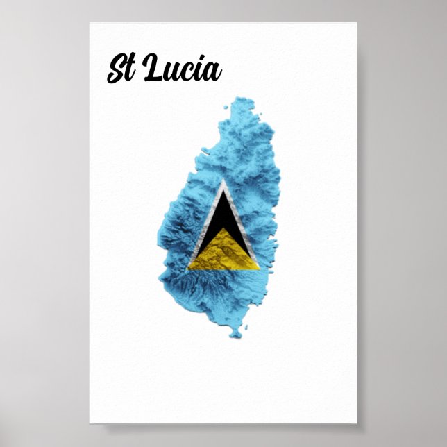 St Lucia Flag Karte Poster (Vorne)