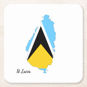 St Lucia Flag Karte Rechteckiger Pappuntersetzer