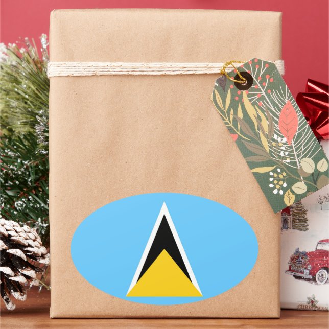 St. Lucia Flag Ovaler Aufkleber (Feiertag)