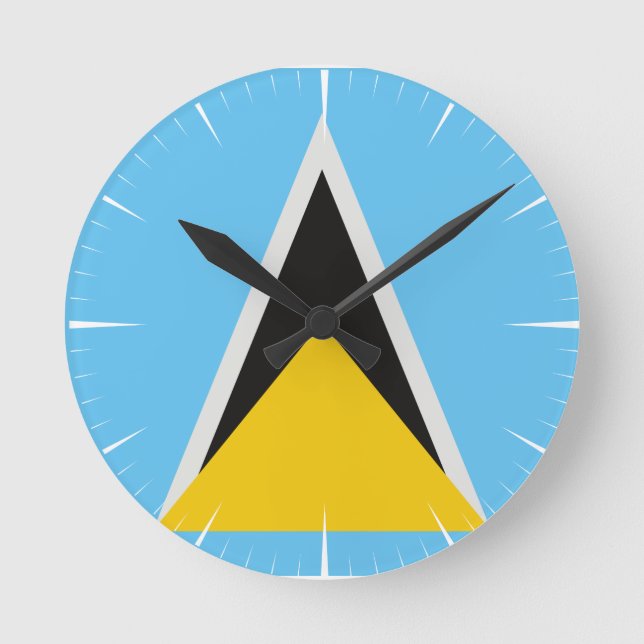 St. Lucia Flag Runde Uhr (Vorderseite)