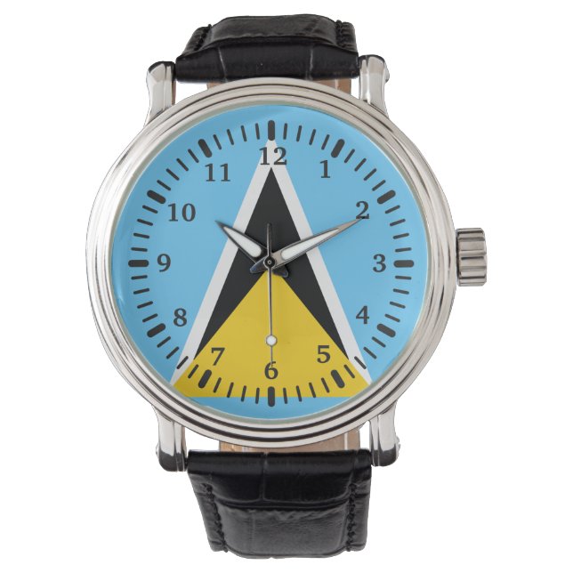 St Lucia Flag Watch Armbanduhr (Vorderseite)