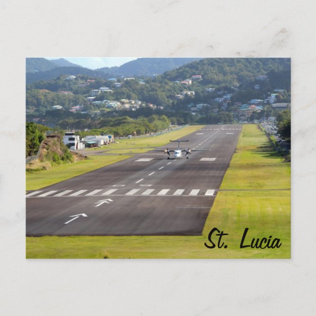 St. Lucia Flugzeug und Airstrip Foto Postkarte (Vorderseite)
