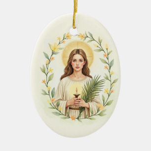 St. Lucia Gottes Frieden und Segen mit der Schrift Keramik Ornament