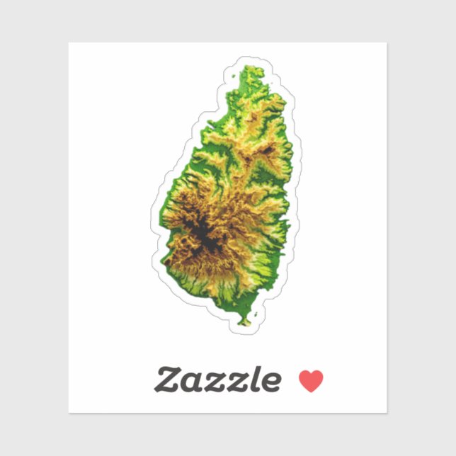 St Lucia Green Map Aufkleber (Blatt)