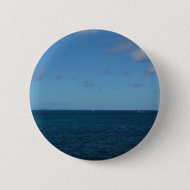 St. Lucia Horizon Blauer Ozean Button (Vorderseite)