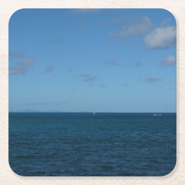 St. Lucia Horizon Blauer Ozean Rechteckiger Pappuntersetzer (Vorderseite)