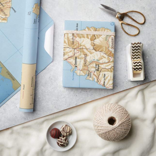 St. Lucia Island Map (1991)  Geschenkpapier (Kunsthandwerk)