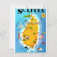 St Lucia Karte Postkarte