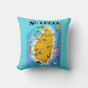 St. Lucia Karte Postkarte Kissen