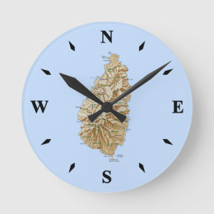 St. Lucia Karte Runde Wanduhr