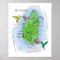 St. Lucia map 8x10