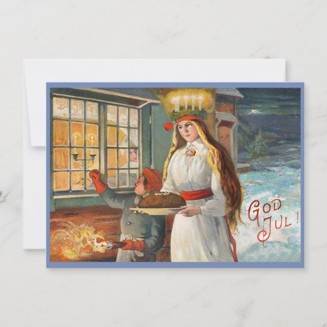 St. Lucia und Kind, die Saffron Brot liefern Dankeskarte (Vorderseite)