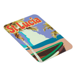 St Lucia Vintage-Strandreiseplakat Magnet