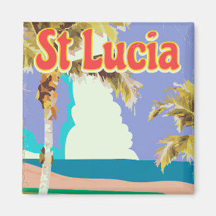 St Lucia Vintage-Strandreiseplakat Magnet