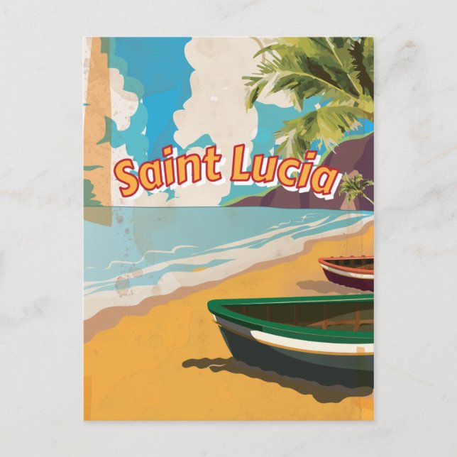 St. Lucia Vintager Urlaub Poster Postkarte (Vorderseite)