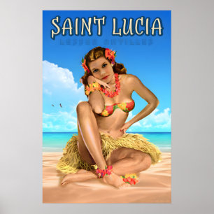 St. Lucia Westindien Reiseplakat Meer Adler Poster