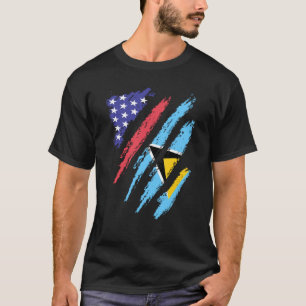 St. Lucian American Patriot Grown Herz Flag Streif T-Shirt