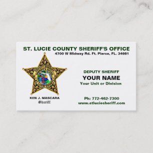 St-Lucie Landkreis-Sheriff-Geschäfts-Karte Visitenkarte