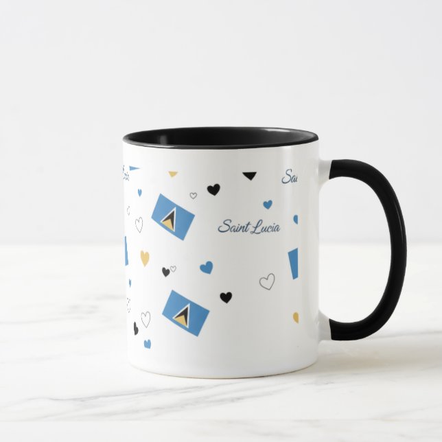 St. Luica Roots Pattern Tasse | Karibische Flagge (Rechts)