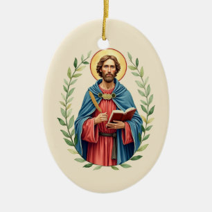 St. Lukas Gottes Frieden und Segen mit der Schrift Keramik Ornament