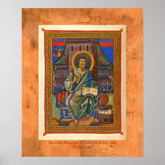 St Luke Illuminated Mittelalterliche Religiöse Kun Poster