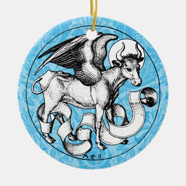 St. Luke's Emblem Winged Bull Keramik Ornament (Vorne)