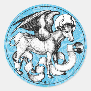 St. Luke's Emblem Winged Bull Runder Aufkleber