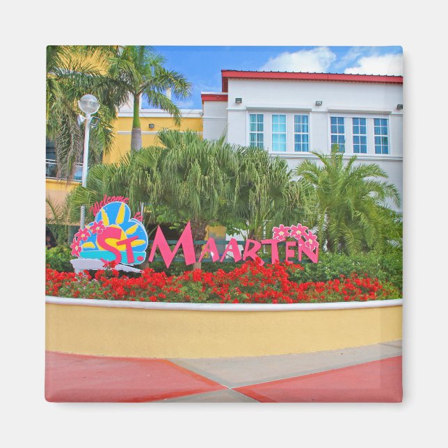 St. Maarten, Begrüßungszeichen, Fotografie, Nieder Magnet (Vorne)