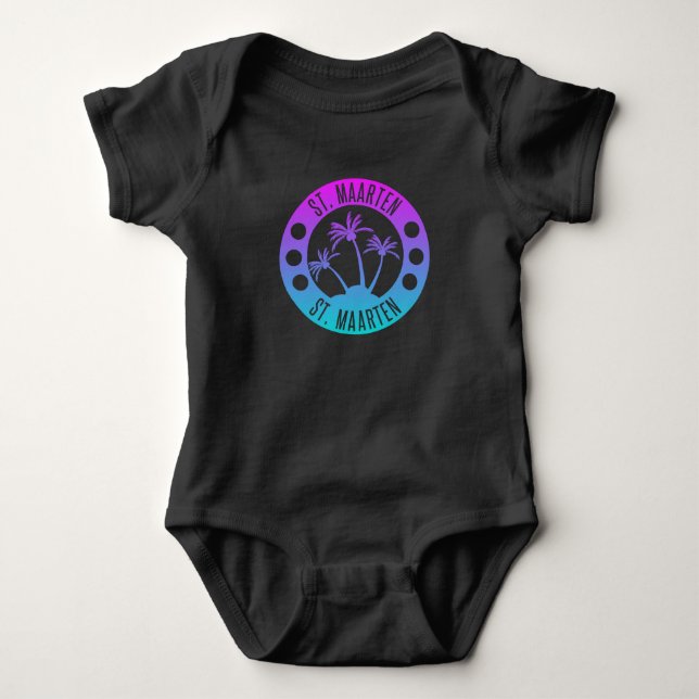 St. Maarten Blue Gradient Sint Martin Baby Strampler (Vorderseite)