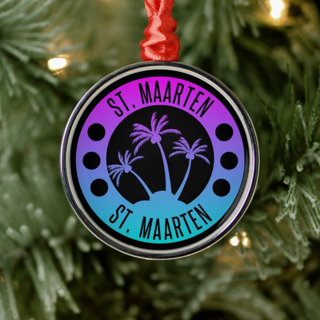 St. Maarten Blue Gradient Sint Martin Ornament Aus Metall (Baum)