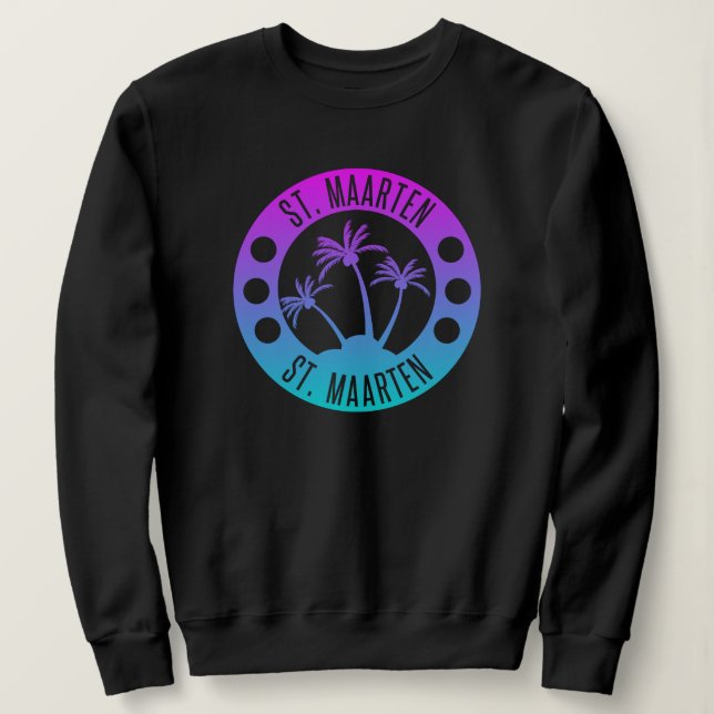 St. Maarten Blue Gradient Sint Martin Sweatshirt (Design vorne)