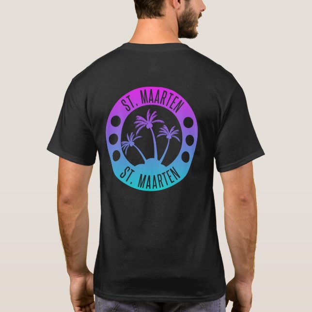 St. Maarten blue Gradient Sint Martin T-Shirt (Rückseite)