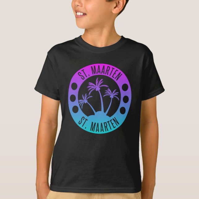 St. Maarten Blue Gradient Sint Martin T-Shirt (Vorderseite)