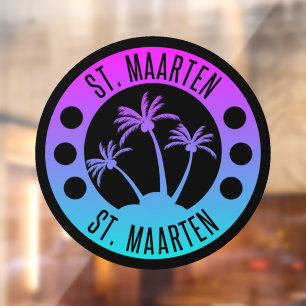 St. Maarten Blue und Lila Gradient Sint Martin Fensteraufkleber