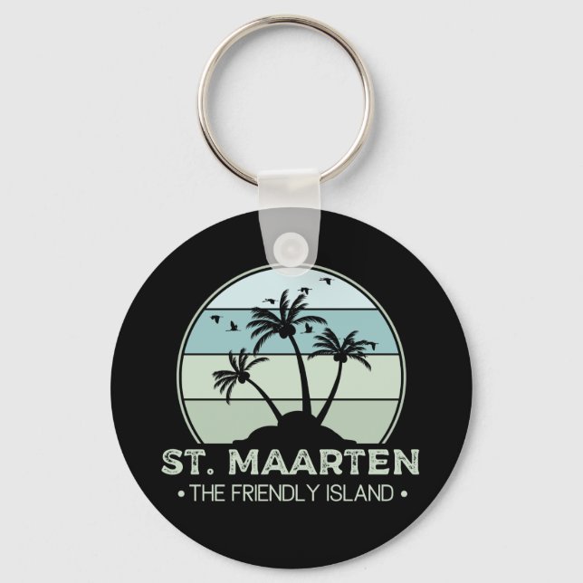 St. Maarten Das freundliche Retro der Insel Sint M Schlüsselanhänger (Vorderseite)