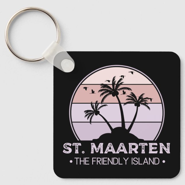 St. Maarten Das freundliche Retro der Insel Sint M Schlüsselanhänger (Vorderseite)