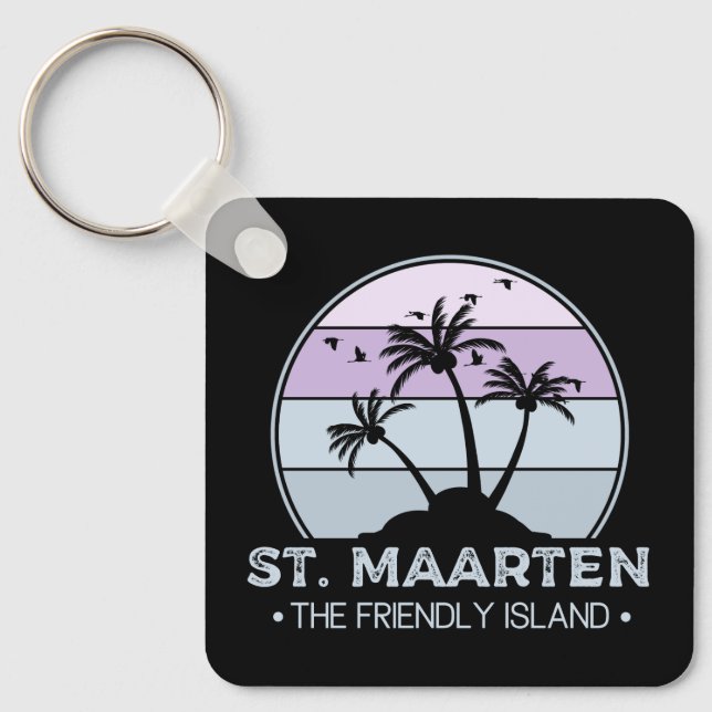 St. Maarten Das freundliche Retro der Insel Sint M Schlüsselanhänger (Vorderseite)