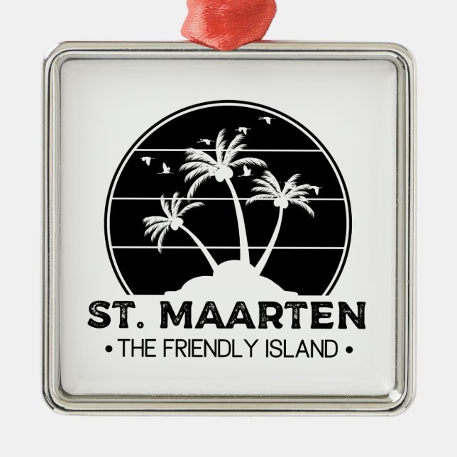 St. Maarten Die freundliche Insel Sint Martin Ornament Aus Metall (Vorne)
