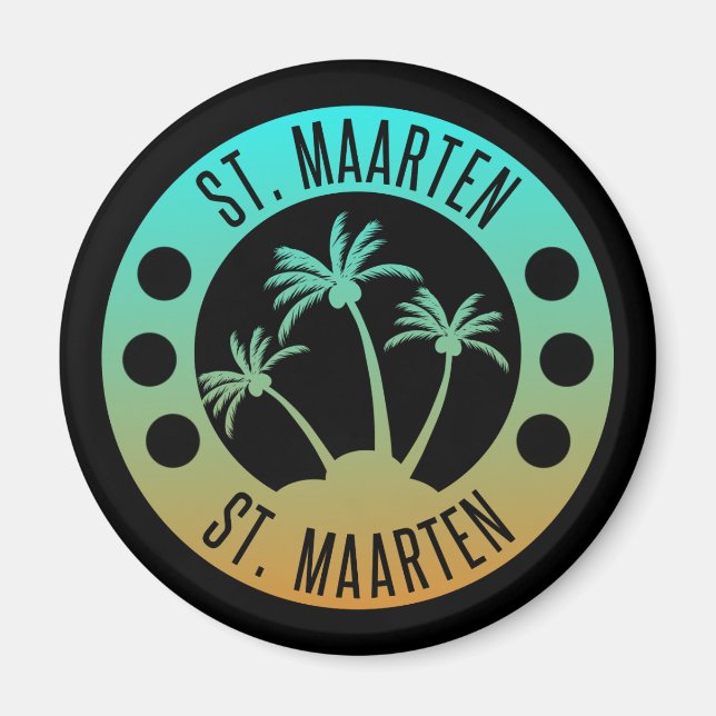 St. Maarten Ocean Aqua Blue Gradient Sint Martin Magnet (Vorne)