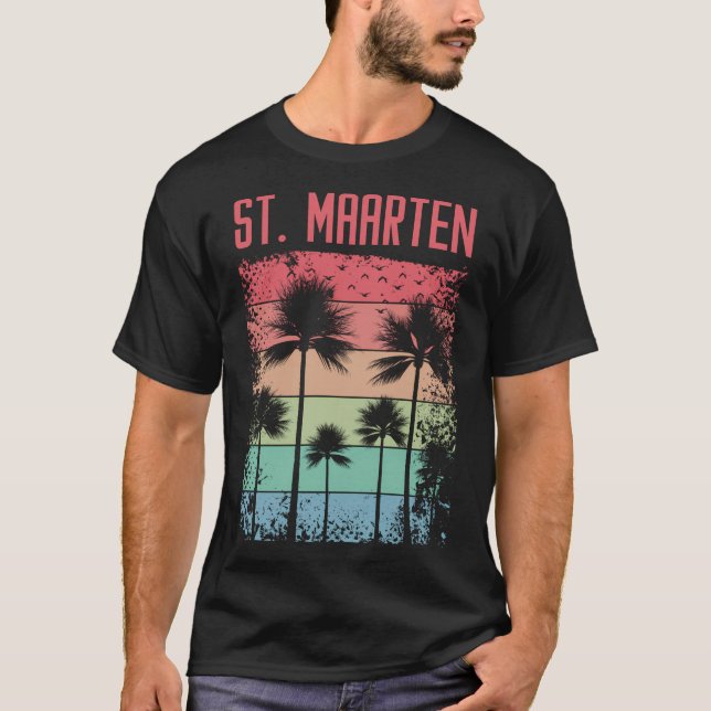 St. Maarten Retro Rainbow T-Shirt (Vorderseite)