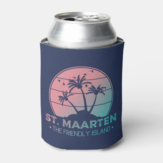 St. Maarten | Sint Martin Retro Gradient Dosenkühler (Kanne Vorderseite)