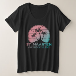 St. Maarten | Sint Martin Retro Gradient Große Größe T-Shirt